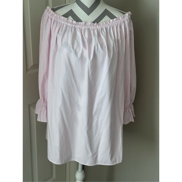 WAYF Freeman Off The Shoulder Mini Dress | top in Pink Stripe - Picture 1 of 9